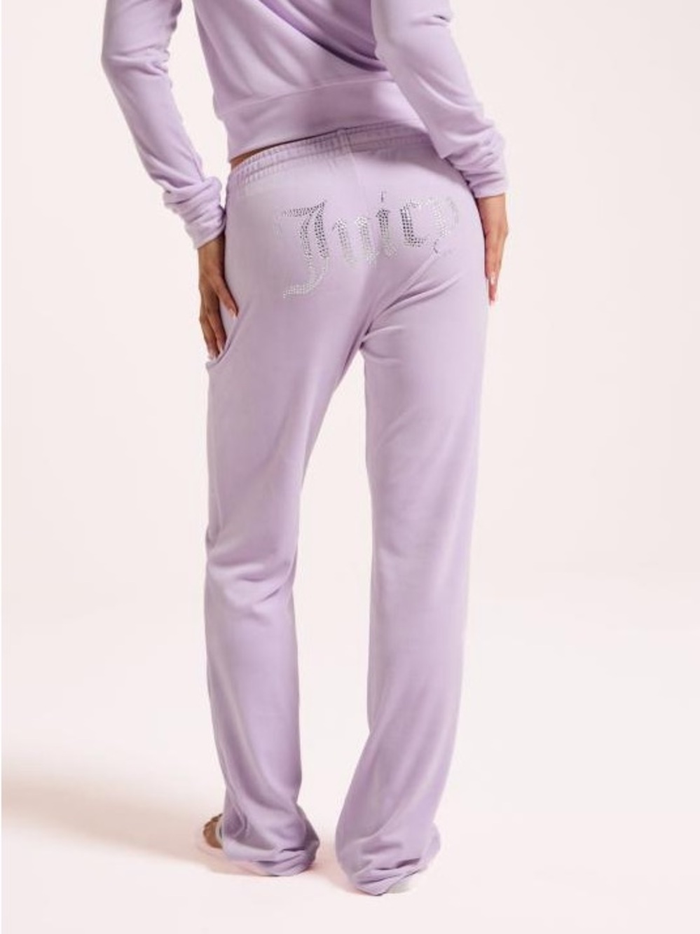 Juicy Couture Lavender Velour Rhinestone Script Lounge Pants Size M